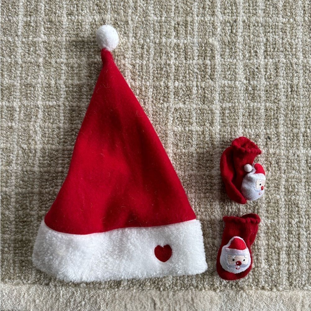 BABY SANTA HAT AND JINGLE SOCKS
